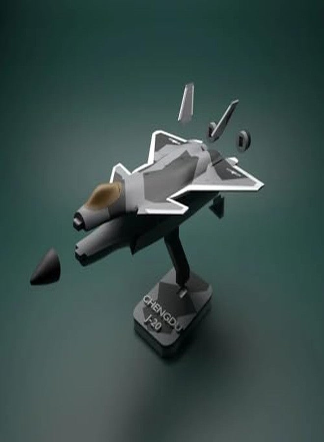 مجموعة نماذج طائرة مقاتلة من طراز تشنغدو J-20 من شركة 3D CUBES، مجموعة تجميع طائرات عسكرية، رمادي - Image 3